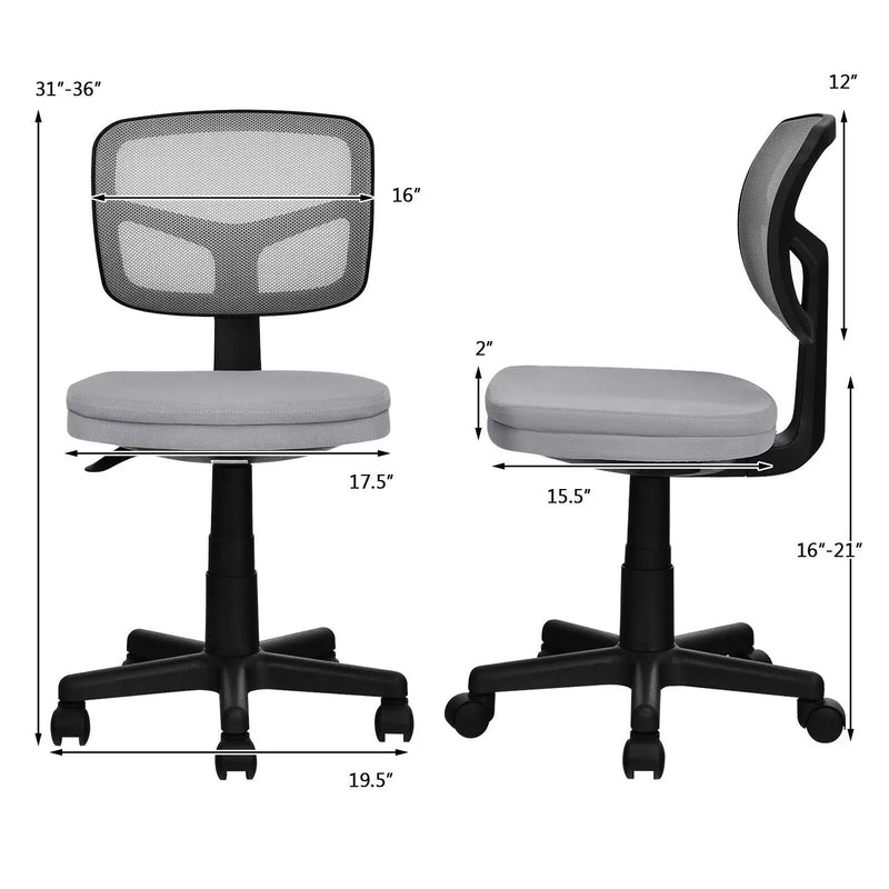 Armless Computer Chair with Height Adjustment and Breathable Mesh for Home Office by DirectDeals