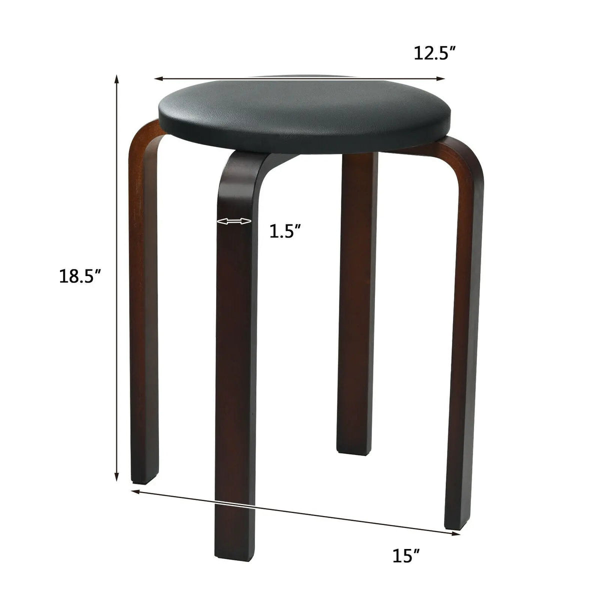 Set of 4 Bentwood Round Stool Stackable Dining Chairs with Padded Seat by DirectDeals