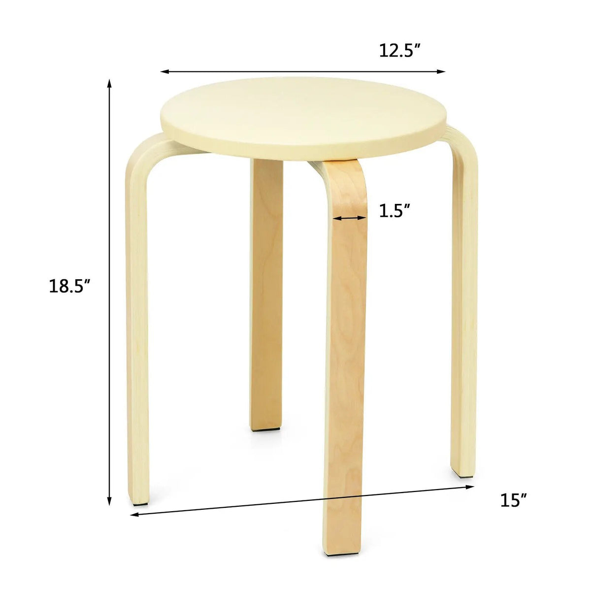 Set of 4 Bentwood Round Stool Stackable Dining Chairs with Padded Seat by DirectDeals
