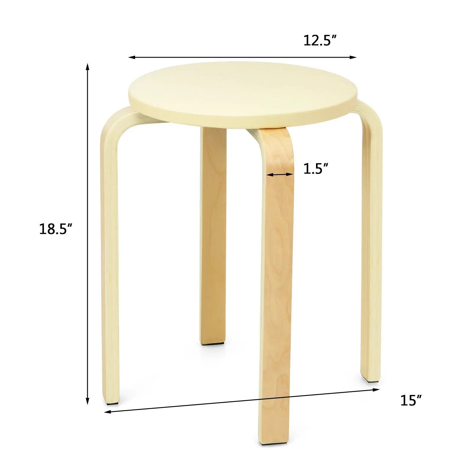 Set of 4 Bentwood Round Stool Stackable Dining Chairs with Padded Seat by DirectDeals