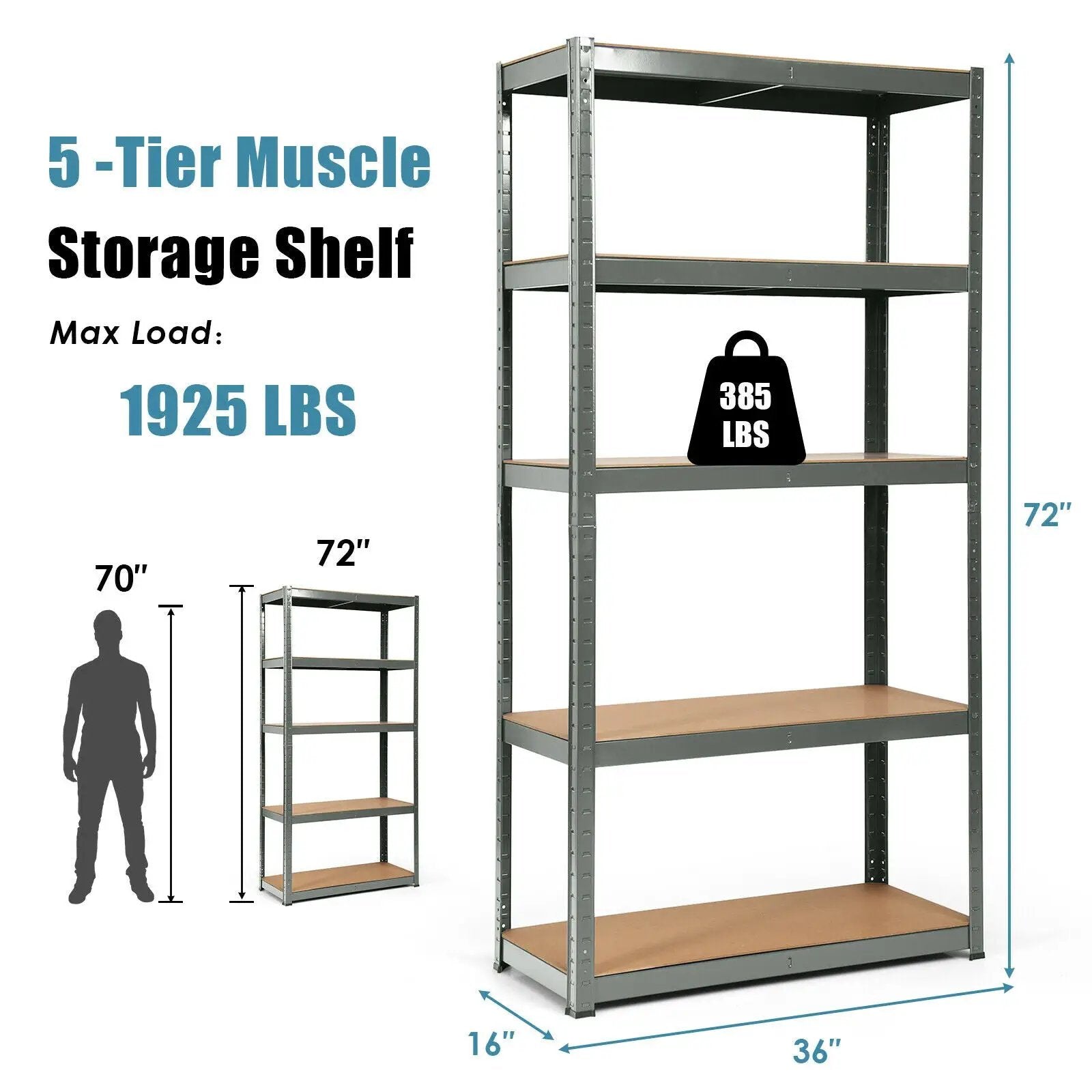 2 Pcs Storage Shelves Garage Shelving Units Tool Utility Shelves by DirectDeals