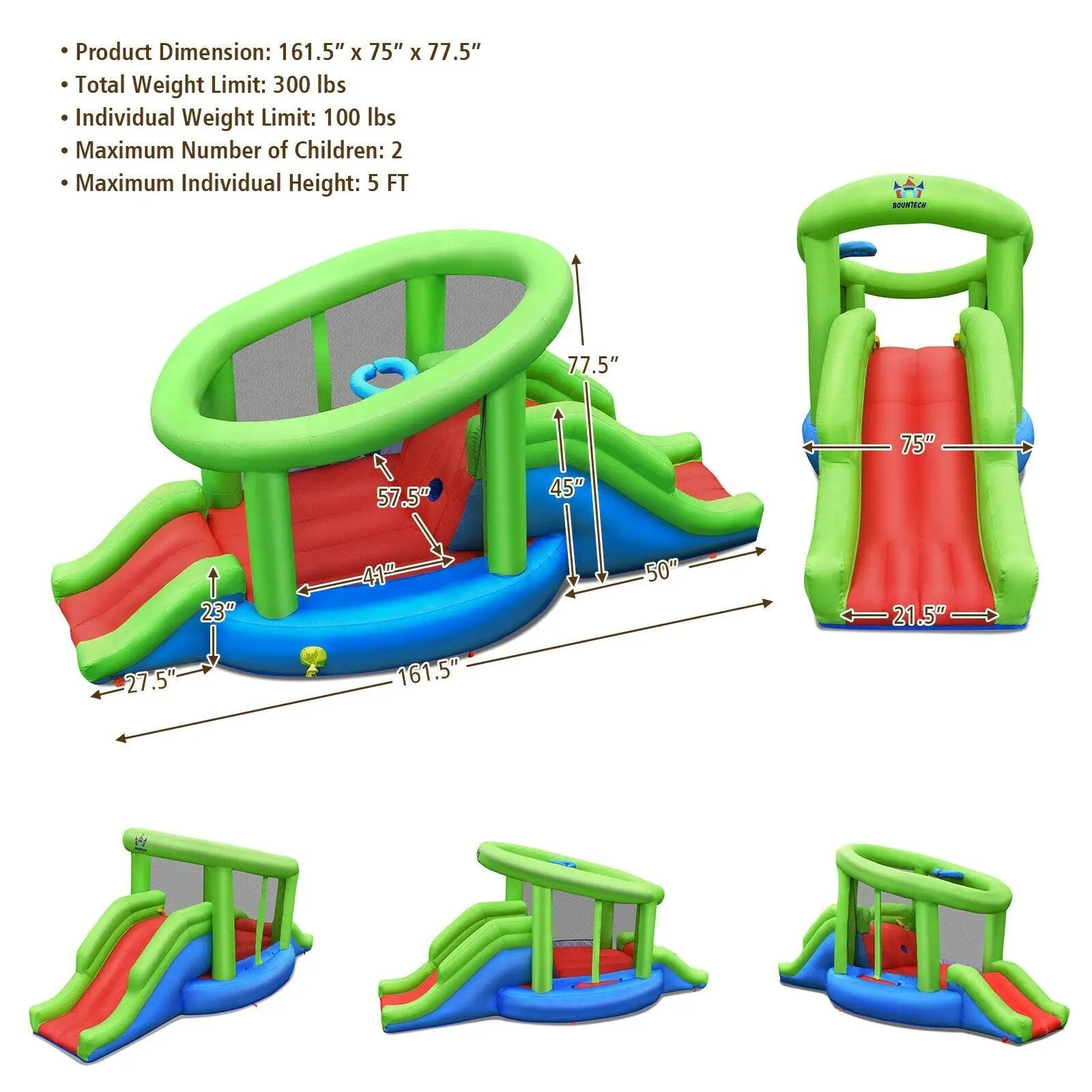 Inflatable Dual Slide Basketball Game Bounce House Without Blower by DirectDeals