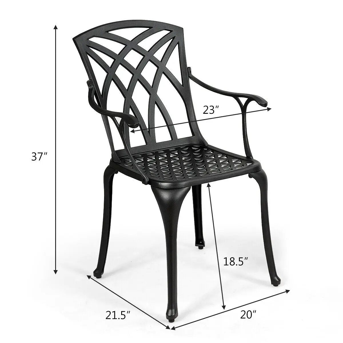 2 Pieces Durable Aluminum Dining Chairs Set with Armrests by DirectDeals
