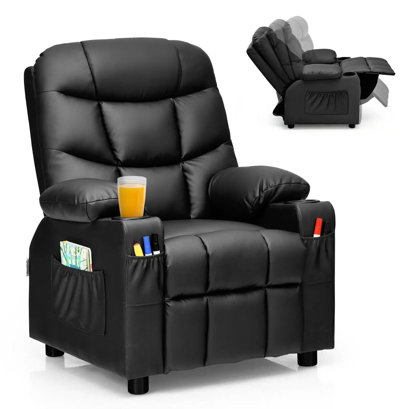 Kids Recliner Chair with Cup Holder and Footrest for Children by DirectDeals