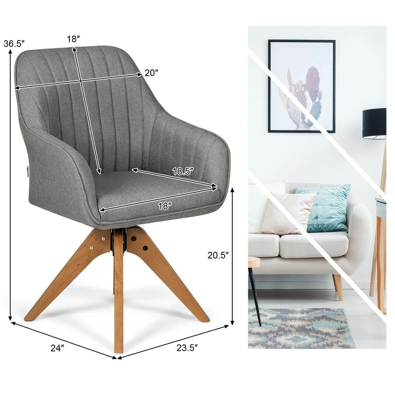 Fabric Swivel Accent Chair with Beech Wood Legs by DirectDeals