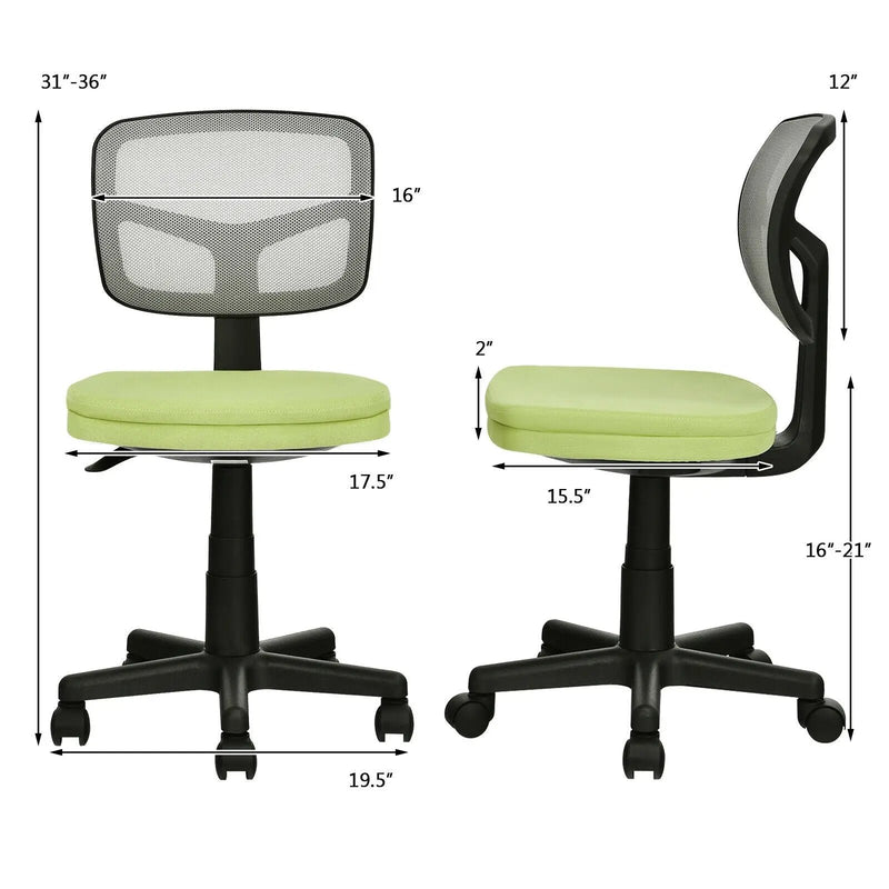 Armless Computer Chair with Height Adjustment and Breathable Mesh for Home Office by DirectDeals