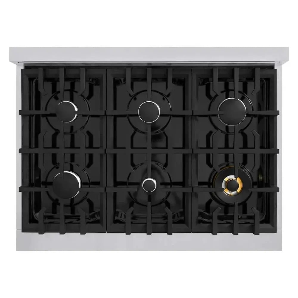 ZLINE 36" Dual Fuel Range, Gas Cooktop, Electric Convection Oven Stainless Steel, White Matte Door CDR-WM-36 by Farmhouse Kitchen and Bath