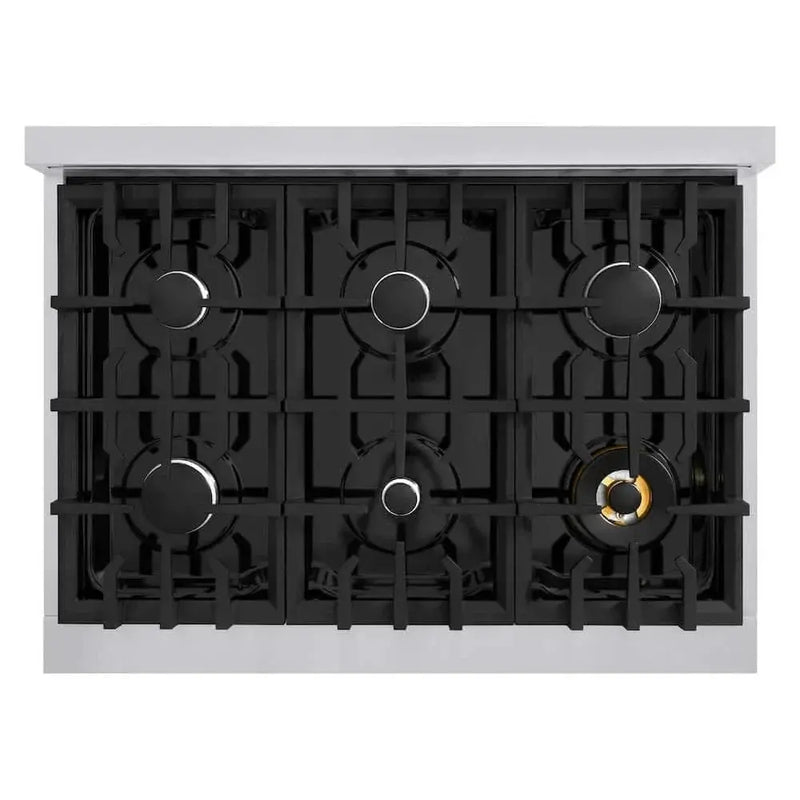 ZLINE 36" Dual Fuel Range, Gas Cooktop, Electric Convection Oven Stainless Steel, White Matte Door CDR-WM-36 by Farmhouse Kitchen and Bath