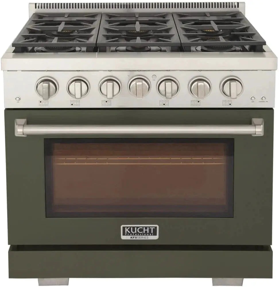 Kucht 36" Freestanding Professional Gas Range Liquid Propane KFX3600X/LP-G by Farmhouse Kitchen and Bath