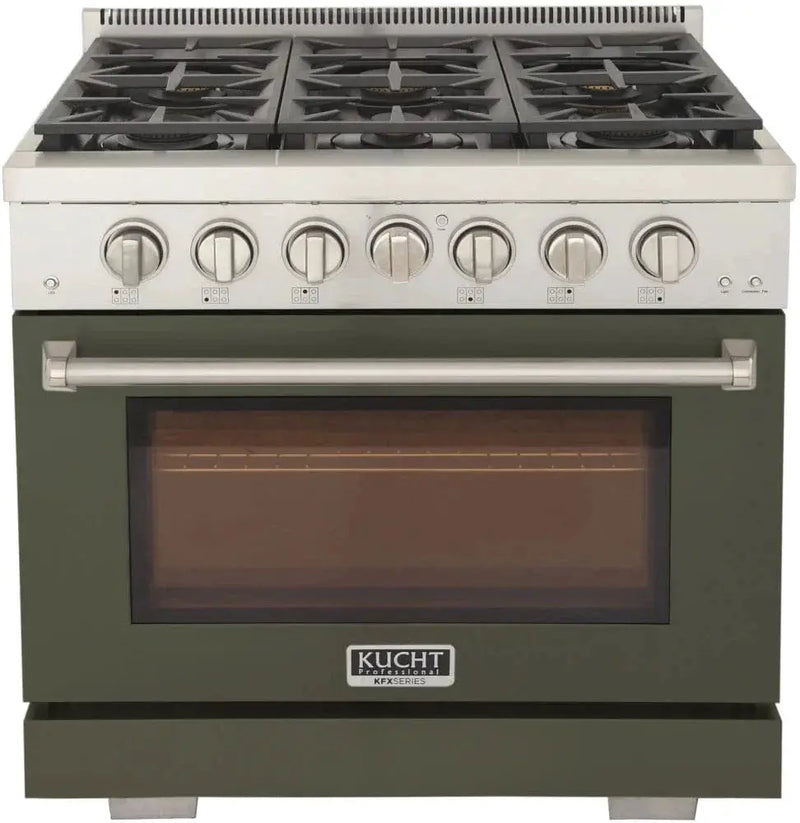 Kucht 36" Freestanding Professional Gas Range Liquid Propane KFX3600X/LP-G by Farmhouse Kitchen and Bath