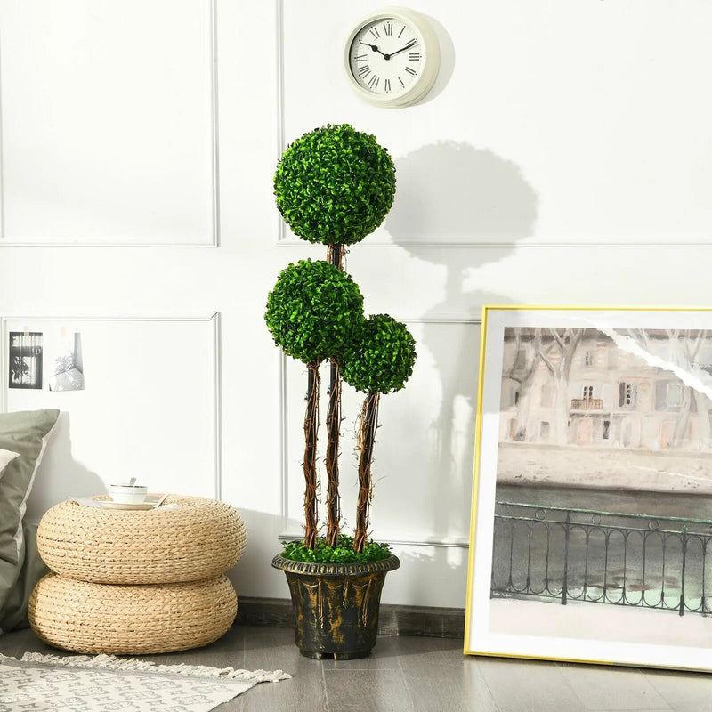 4 Feet Artificial UV Resistant Topiary Triple Ball Tree Plant by DirectDeals