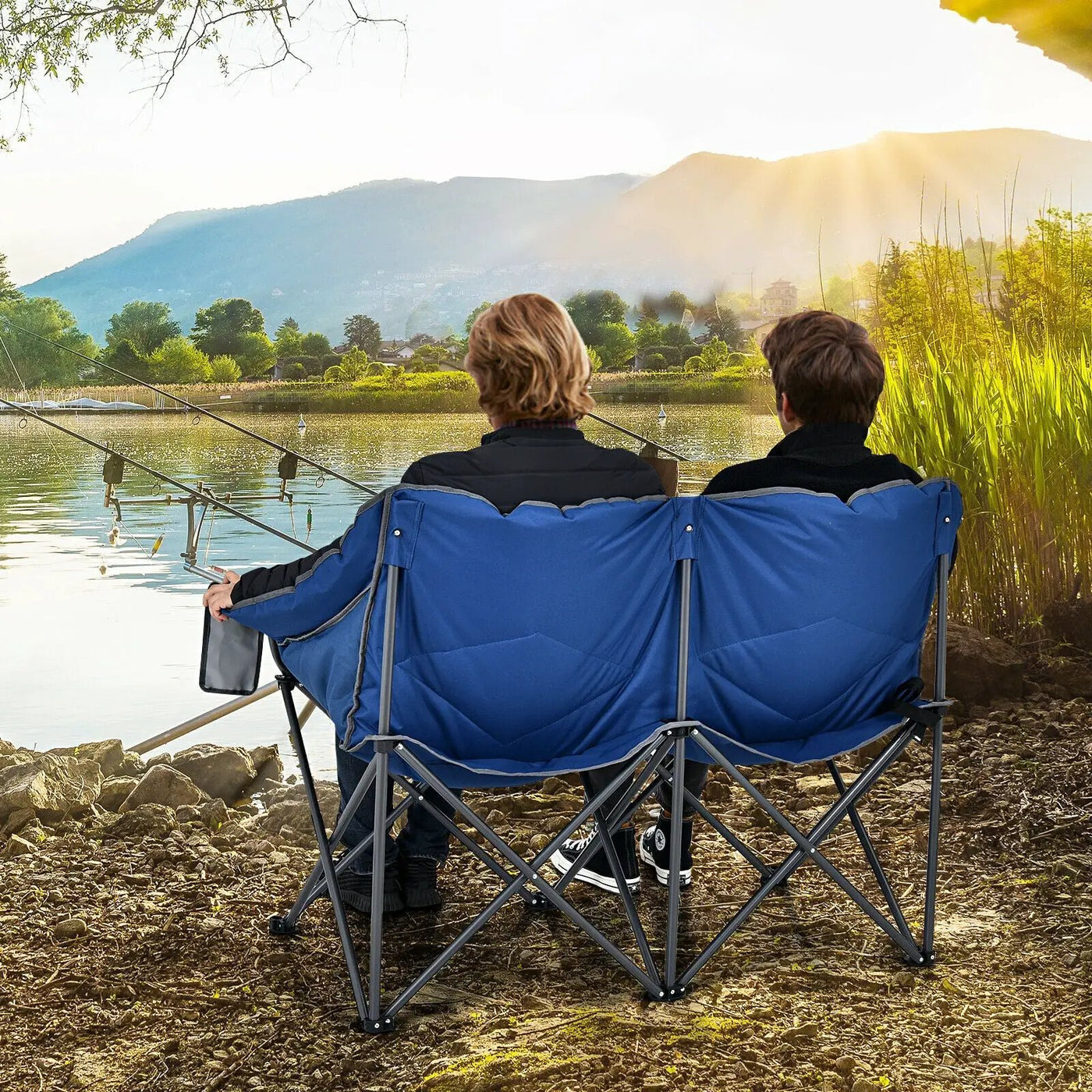 Folding Camping Chair with Bags and Padded Backrest by DirectDeals
