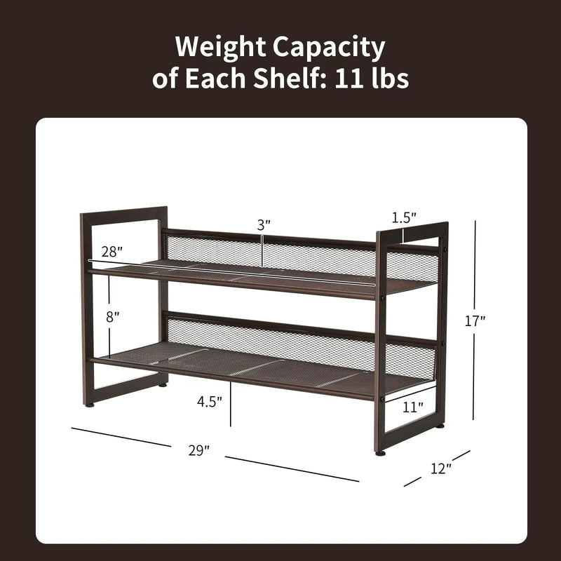 2/3/4 Tiers Flat and Slant Metal Shoe Rack for Entryway Hallway-2-Tier by DirectDeals