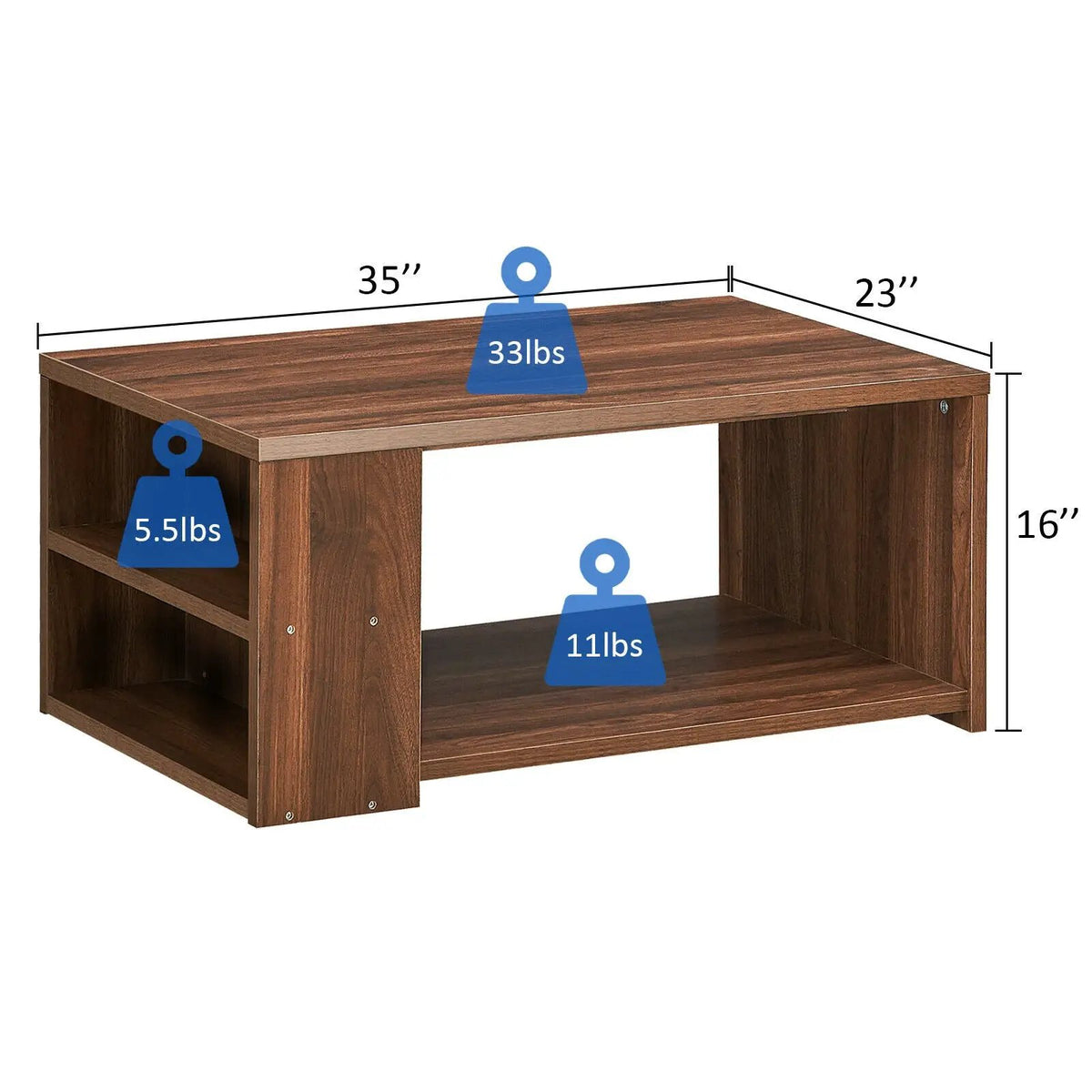 Coffee Table Sofa Side Table with Storage Shelves by DirectDeals
