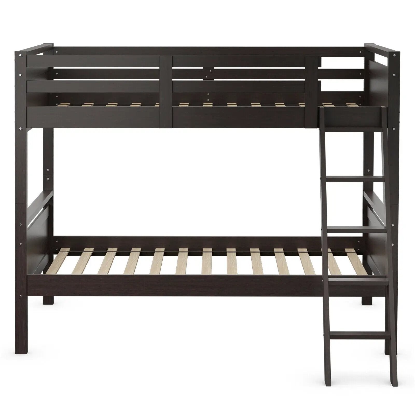 Twin Over Twin Bunk Bed Convertible 2 Individual Beds Wooden by DirectDeals