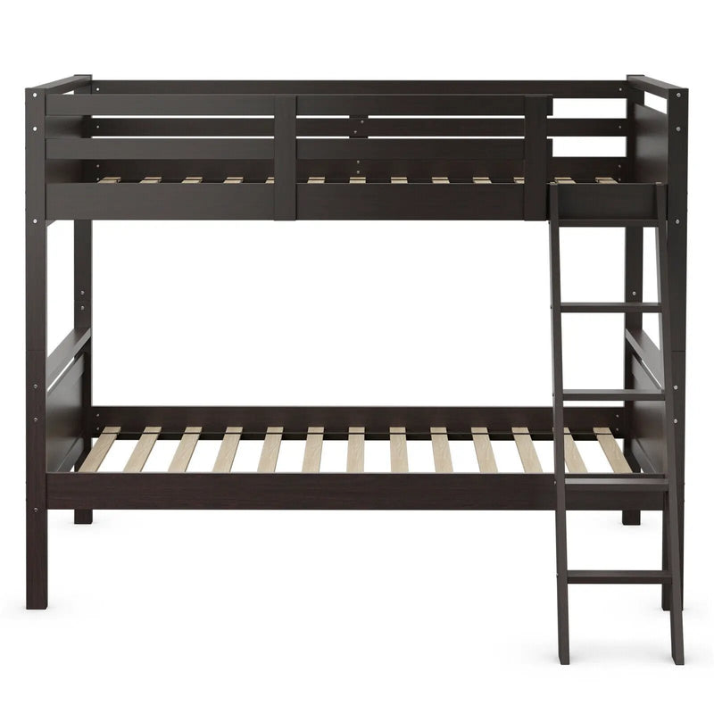 Twin Over Twin Bunk Bed Convertible 2 Individual Beds Wooden by DirectDeals