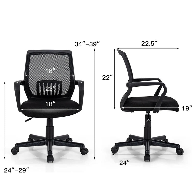 Mid-Back Mesh Height Adjustable Executive Chair with Lumbar Support by DirectDeals