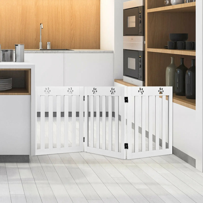 24 Inch Folding Wooden Freestanding Dog Gate with 360¬∞ Flexible Hinge for Pet by DirectDeals