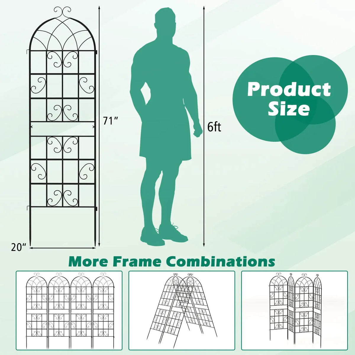 2/4 Pack 71 x 20 Inch Metal Garden Trellis for Climbing Plants by DirectDeals