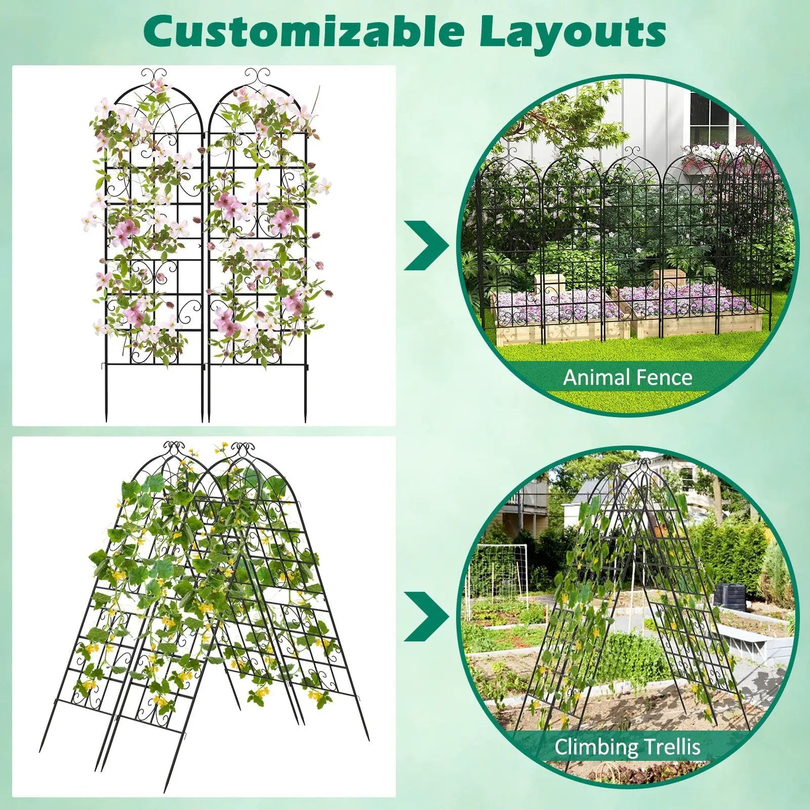 2/4 Pack 71 x 20 Inch Metal Garden Trellis for Climbing Plants by DirectDeals