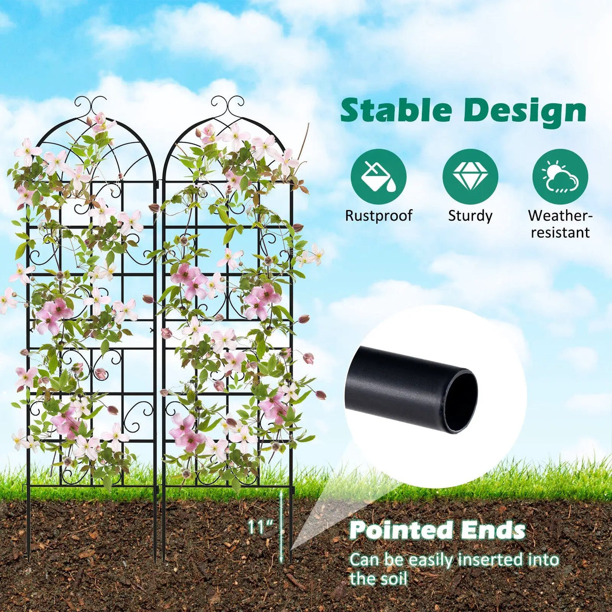 2/4 Pack 71 x 20 Inch Metal Garden Trellis for Climbing Plants by DirectDeals