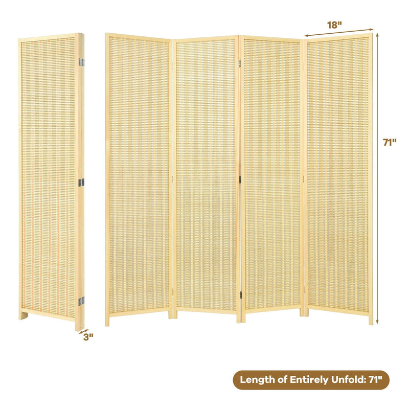 6 ft 4 Panel Portable Folding Room Divider Screen-Natural by DirectDeals