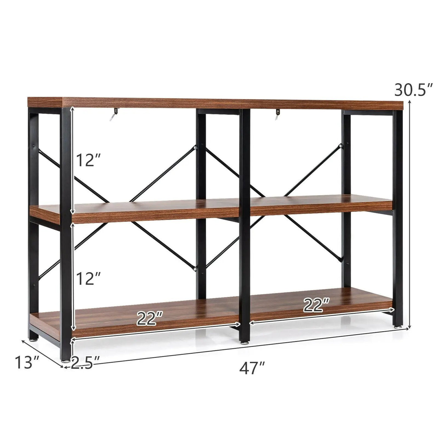 3 Tier 47 Inch Console Metal Frame Sofa Table by DirectDeals