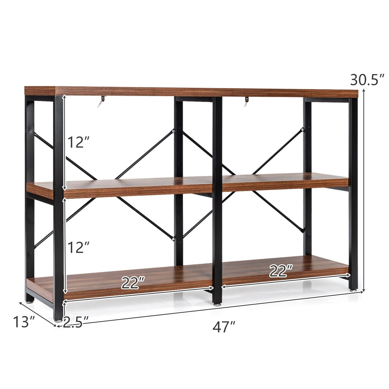 3 Tier 47 Inch Console Metal Frame Sofa Table by DirectDeals