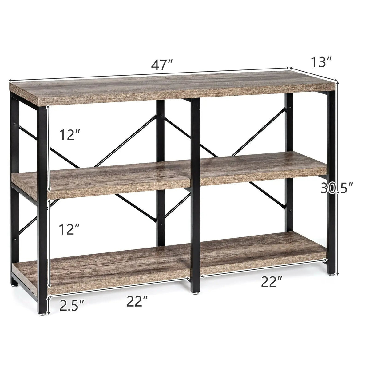 3 Tier 47 Inch Console Metal Frame Sofa Table by DirectDeals