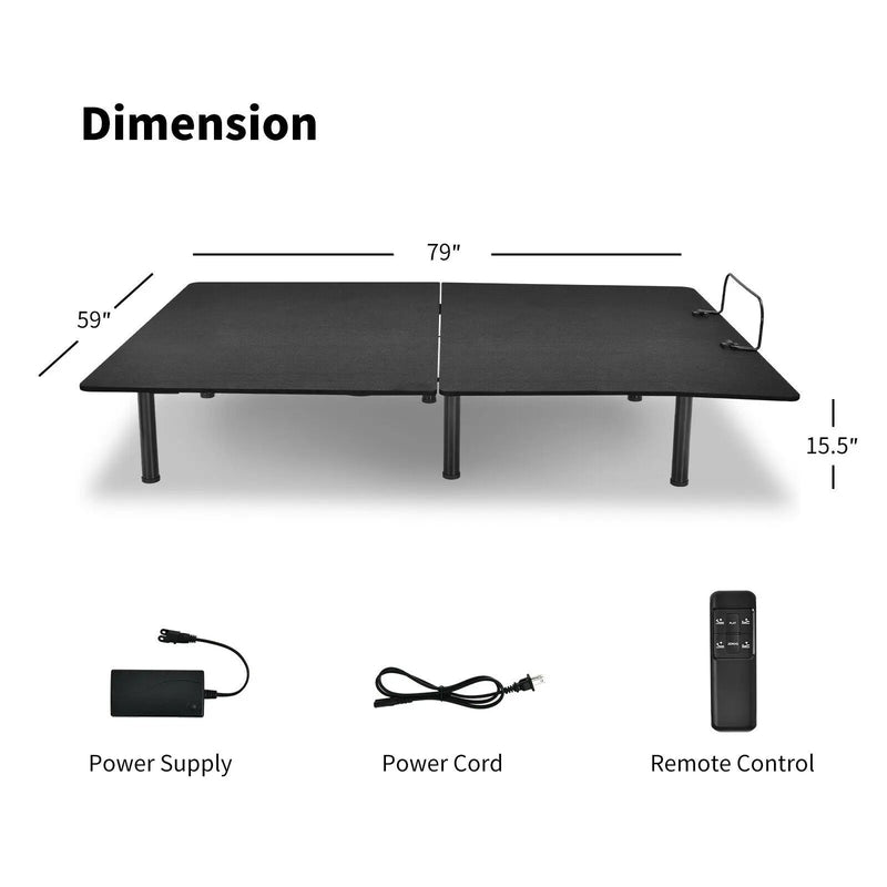 Queen Size Adjustable Bed Base Frame with Wireless Remote Control by DirectDeals