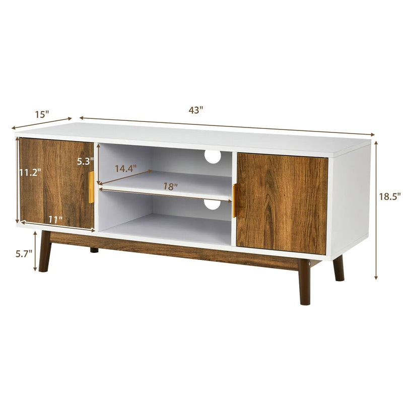 2 Door TV Stand with 2 Cabinets and Open Shelves for TVs up to 50 Inch TV by DirectDeals