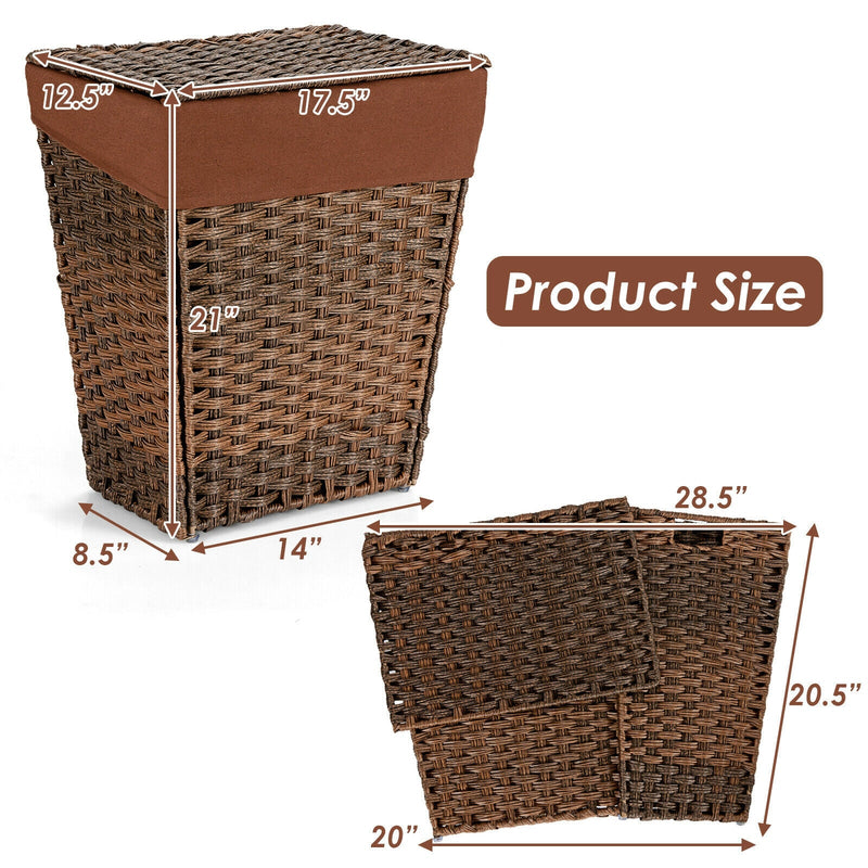 Foldable Handwoven Laundry Hamper with Removable Liner by DirectDeals