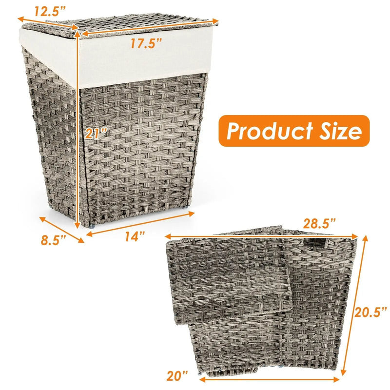 Foldable Handwoven Laundry Hamper with Removable Liner by DirectDeals