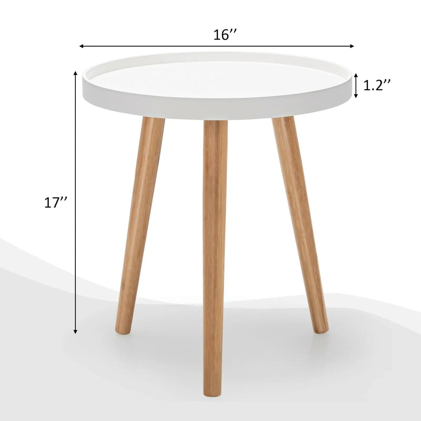 Mid Century Modern Round Side Sofa Coffee Table with Wooden Tray by DirectDeals
