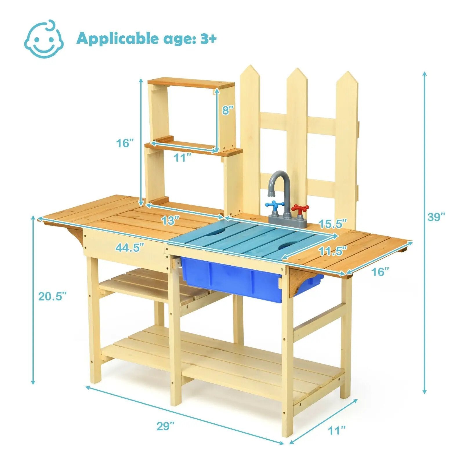 Kid's Outdoor Wooden Pretend Cook Kitchen Playset Toy by DirectDeals