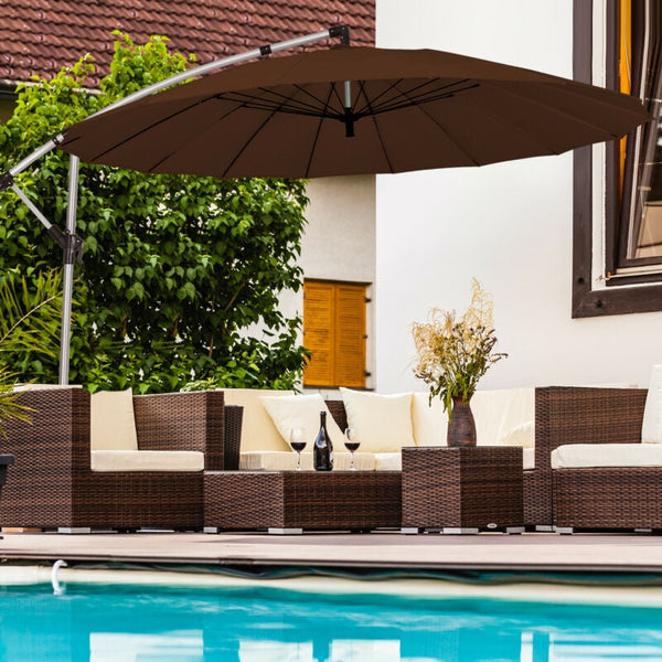 10 Feet Patio Offset Umbrella Market Hanging Umbrella for Backyard Poolside Lawn Garden, photo 2 of 10