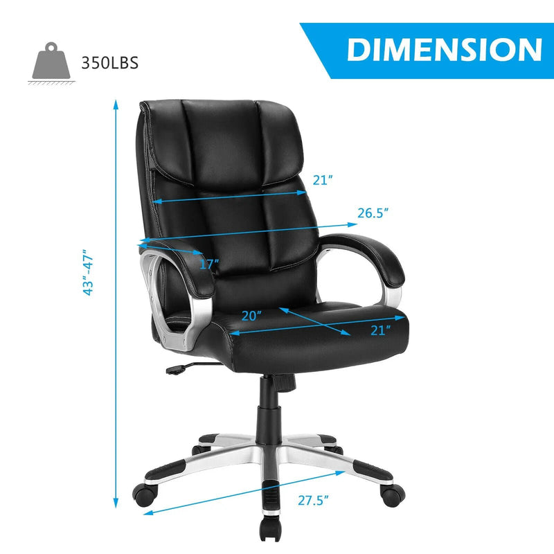 Big and Tall Adjustable High Back Leather Executive Computer Desk Chair by DirectDeals