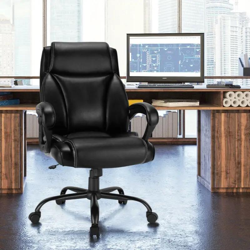 400 Pounds Big and Tall Adjustable High Back Leather Office Chair by DirectDeals