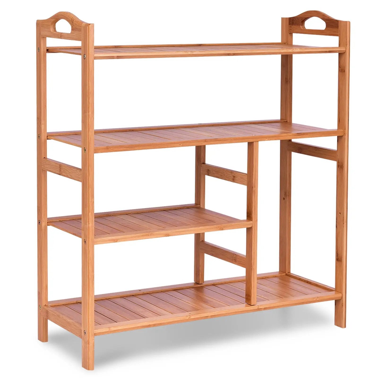4 Tiers Multifunction Bamboo Storage Shoe Rack for Entryway Hallway by DirectDeals
