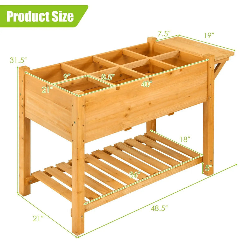 Elevated Planter Box Kit with 8 Grids and Folding Tabletop by DirectDeals