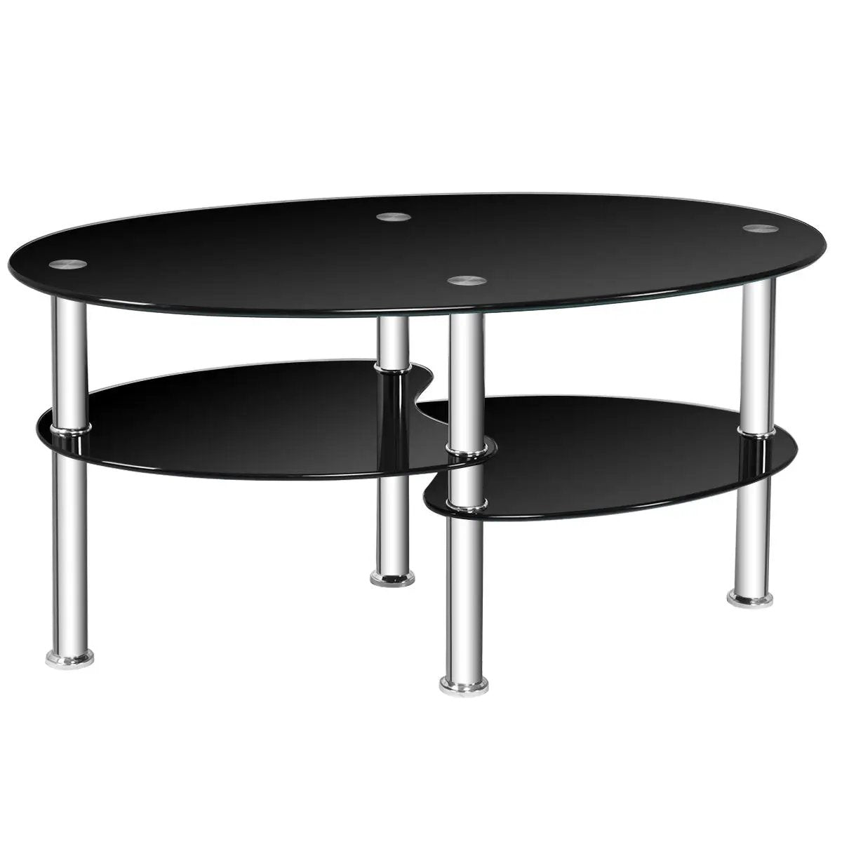 Tempered Glass Oval Side Coffee Table by DirectDeals