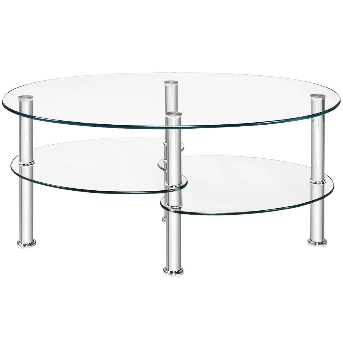 Tempered Glass Oval Side Coffee Table by DirectDeals
