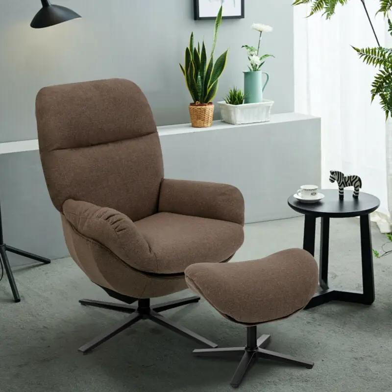 Upholstered Swivel Lounge Chair with Ottoman and Rocking Footstool by DirectDeals