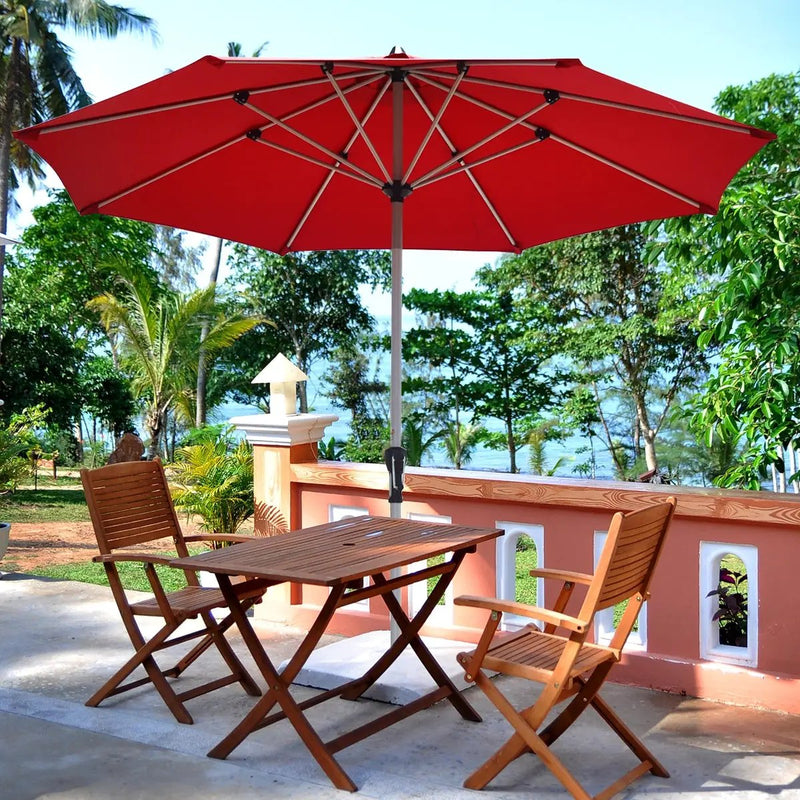 9 Feet Patio Outdoor Market Umbrella with Aluminum Pole without Weight Base by DirectDeals