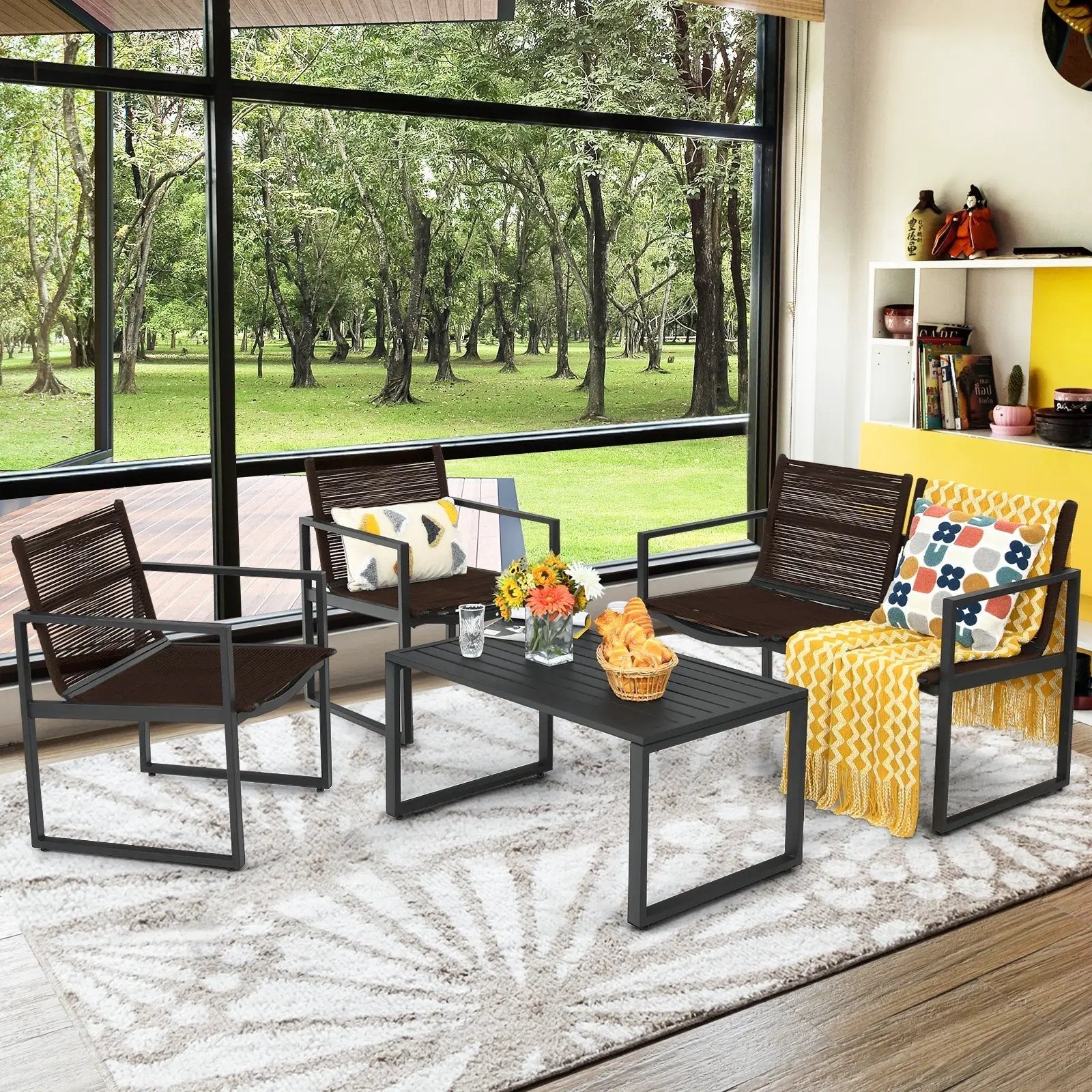 4 Pieces Patio Furniture Conversation Set with Sofa Loveseat by DirectDeals
