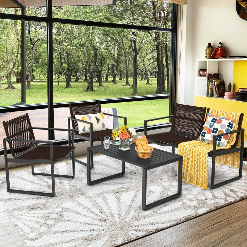 4 Pieces Patio Furniture Conversation Set with Sofa Loveseat by DirectDeals