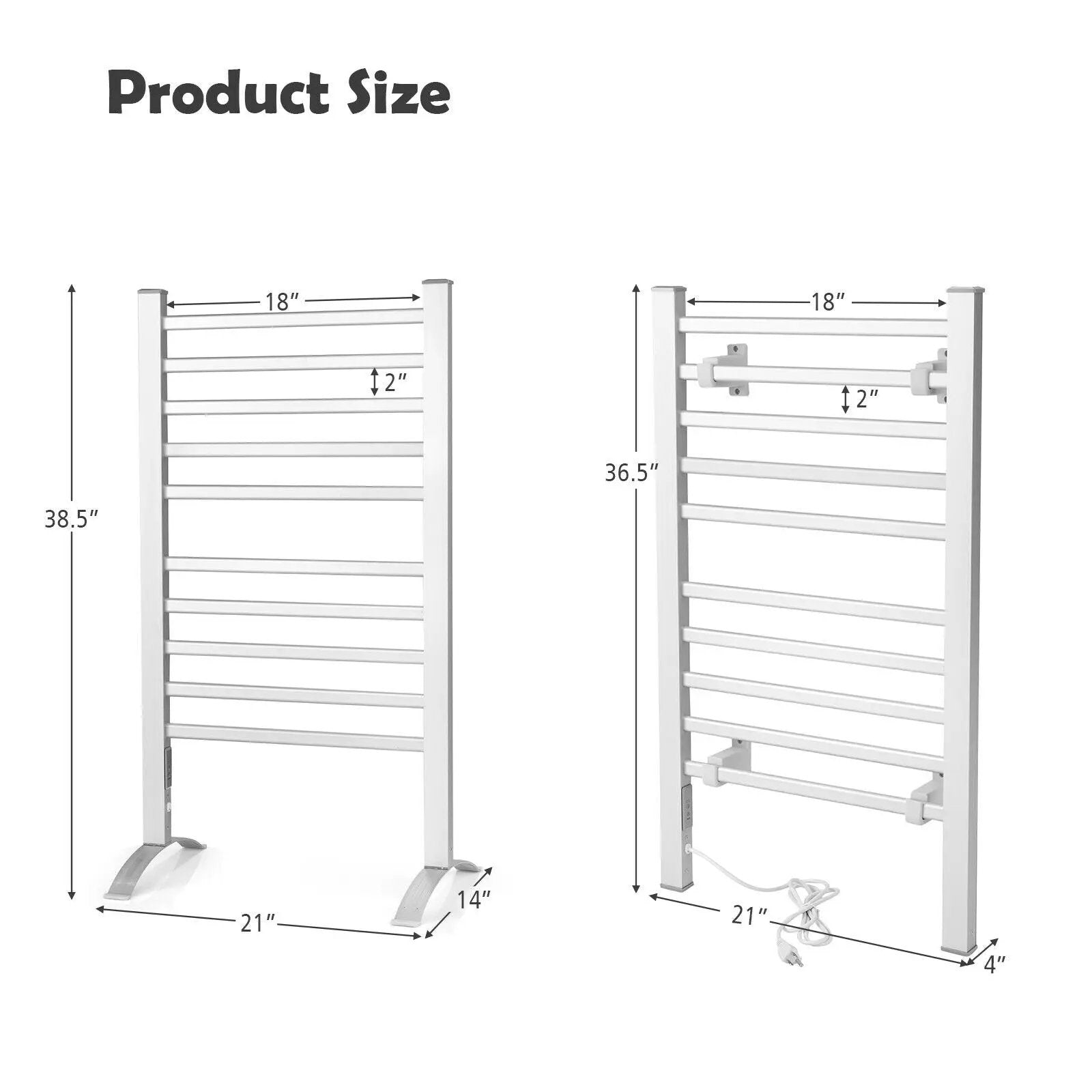 2-in-1 150W Freestanding and Wall-mounted Towel Warmer Drying Rack with Timer by DirectDeals