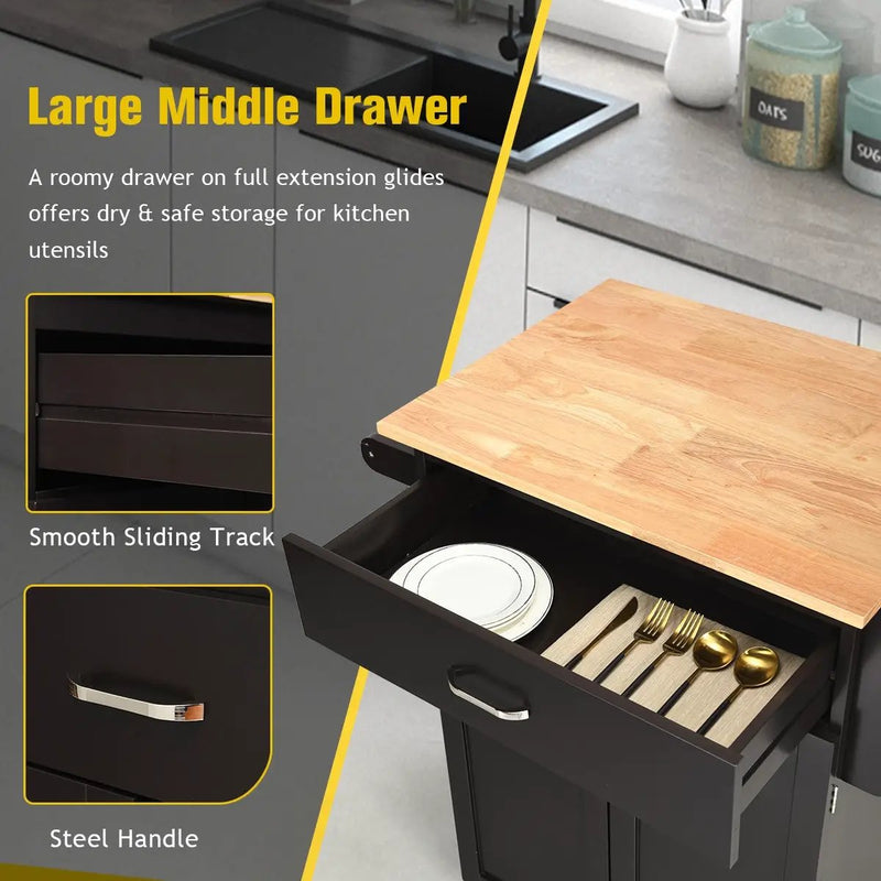 Utility Rolling Storage Cabinet Kitchen Island Cart with Spice Rack by DirectDeals