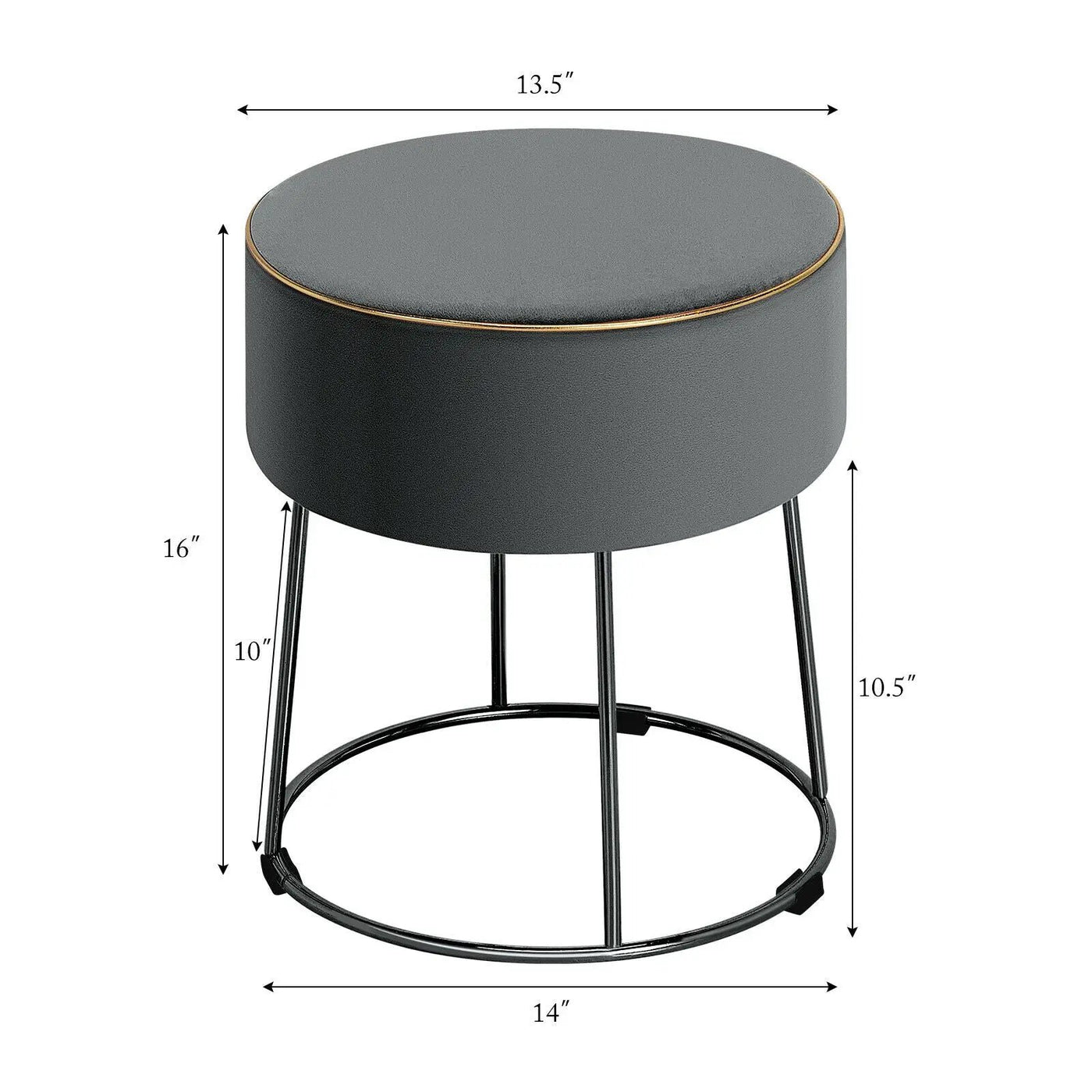 Round Velvet Footrest Stool Ottoman with Non-Slip Foot Pads for Bedside by DirectDeals