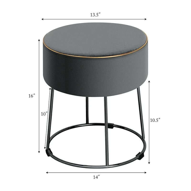 Round Velvet Footrest Stool Ottoman with Non-Slip Foot Pads for Bedside by DirectDeals